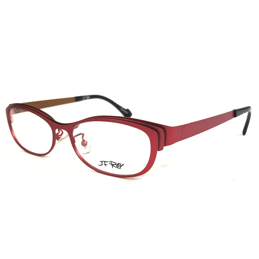 J.F. Rey Eyeglasses Frames JF2668 8592 Brown Red Cat Eye Full Rim 53-16-140